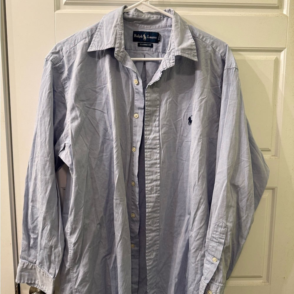 Ralph Lauren Men's Blue Button Down Shirt Size Large